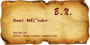 Beer Nándor névjegykártya